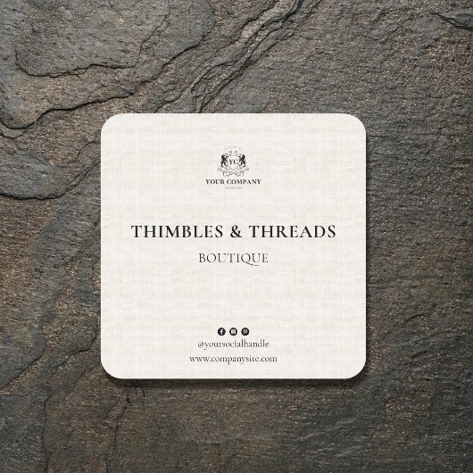 シックリネンビジネスロゴ名マーケティングクラシック スクエアシール