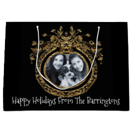 シックリーガエレガントルフォトクリスマスホリデー ラージペーパーバッグ