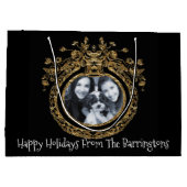 シックリーガエレガントルフォトクリスマスホリデー ラージペーパーバッグ (裏面)