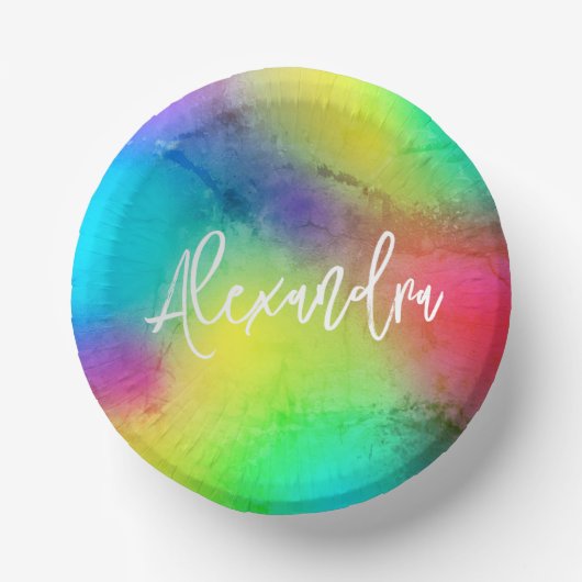 シックレインボーカラフル鮮やかカスタム ペーパーボウル (正面)