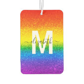 シックレインボーグリッターストライプズモノグラム名 カーエアーフレッシュナー (裏面)