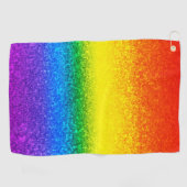 シックレインボーグリッターストライプズモノグラム名 ゴルフタオル (横)
