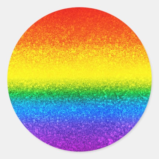 シックレインボーグリッターストライプズモノグラム名 ラウンドシール (正面)