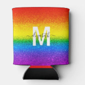 シックレインボーグリッターストライプズモノグラム名 缶クーラー (裏面)