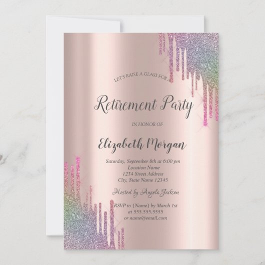 シックレインボーグリッタードリプスバラ金ゴールドリタイア 招待状 (正面)