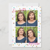 シックレインボー紙吹雪卒業写真招待状 招待状 (正面)