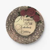 シックレオパードバラファブラス40th誕生日紙Pla ペーパープレート (正面)