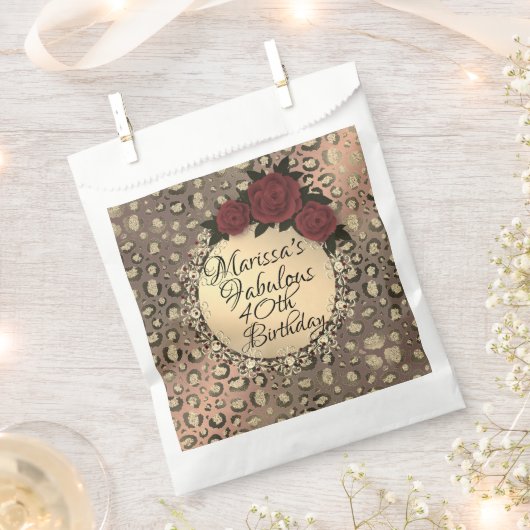 シックレオパードバラ素敵な40th誕生日 フェイバーバッグ (クリップ留めされた状態)