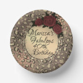 シックレオパードバラ素敵な40th誕生日 ペーパーボウル (正面)