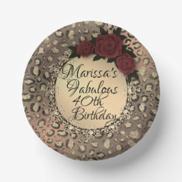 シックレオパードバラ素敵な40th誕生日 ペーパーボウル