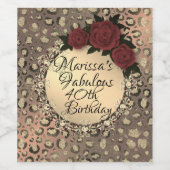 シックレオパードバラ素敵な40th誕生日 ワインラベル (シングルラベル)
