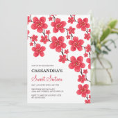 シックレッドさくらんぼブロッサムフローラ植物学誕生日 招待状 (スタンド正面)