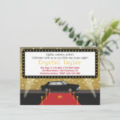 シックレッドカーペットグラムハリウッドパーティーガール誕生日 招待状 (スタンド正面)