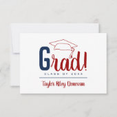 シックレッドグラッドキャップ卒業 ノートカード (正面)