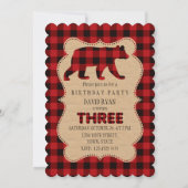 シックレッドバッファロープレイド誕生日3カスタム 招待状 (裏面)