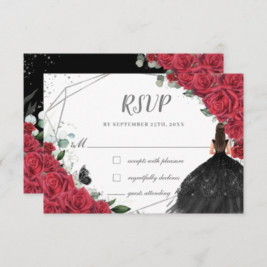 シックレッドフローラバラシルバーキンセニェラプリンセス 出欠カード (正面/裏面)