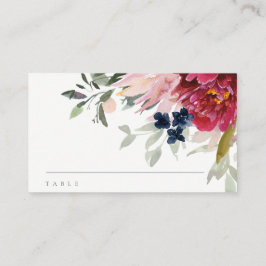 シックレッドブルゴーニュ赤面ブルー金ゴールドフローラバプテスマ プレイスカード