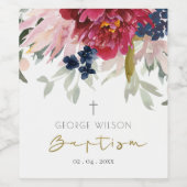 シックレッドブルゴーニュ赤面ブルー金ゴールドフローラバプテスマ ワインラベル (シングルラベル)