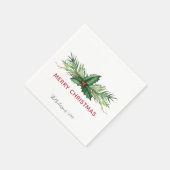 シックレッドホリーブケ色彩の鮮やかッククリスマスホリデー スタンダードカクテルナプキン (角)