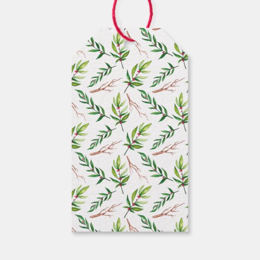 シックレッドホリー葉ズブーケクリスマスホリデー ギフトタグ (裏面)