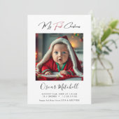 シックレッドマイ初めてのクリスマスベビーフォトシンプル シーズンカード (スタンド正面)