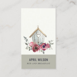 シックレッドローズフローラウッドホームステイベッドブレックファースト 名刺