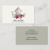 シックレッドローズフローラウッドホームステイベッドブレックファースト 名刺 (正面/裏面)