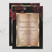 シックレッドローゼズブラックリタイアメントパーティー 招待状 (正面/裏面)
