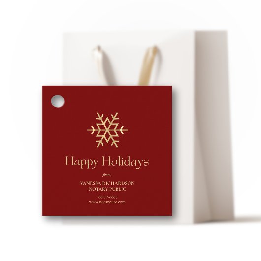 シックレッド金ゴールドモダンスノーフレーク公証人ホリデイ フェイバータグ