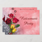 シックレッド&イエローローズリタイアメントパーティー 招待状 (正面/裏面)