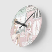 シックレディーズフランスのベーカリーティーショップウォーターカラー ラウンド壁時計 (傾斜)