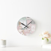 シックレディーズフランスのベーカリーティーショップウォーターカラー ラウンド壁時計 (ホーム)