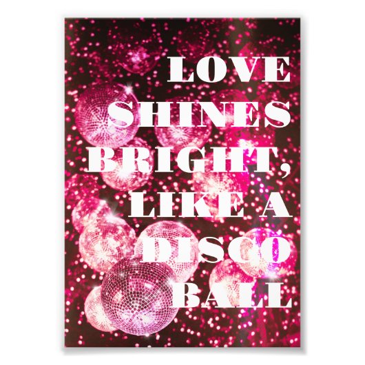 シックレトロはっきりしたディスコボールピンクウォールアート フォトプリント            (正面)