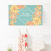 シックレトロオレンジピーチフローラグリーン60th誕生日 横断幕 (インサイチュ)