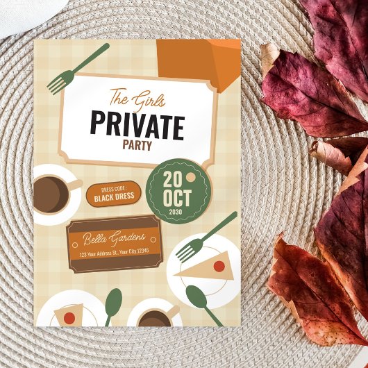 シックレトロガールズプライベートパーティの招待状 招待状