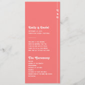 シックレトロコーラルピンクモノグラム結婚式 プログラム (正面)