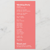 シックレトロコーラルピンクモノグラム結婚式 プログラム (裏面)