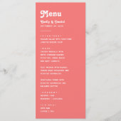 シックレトロサマーブライトコーラルピンク結婚ズ メニュー (正面)