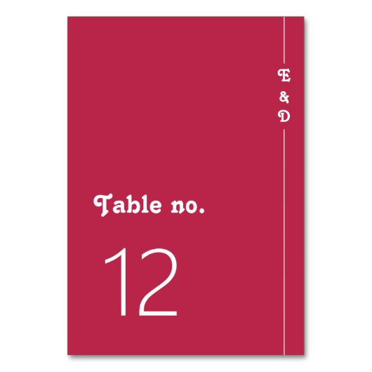 シックレトロサマーブライトホットピンクモノグラム結婚ズ テーブルナンバー (裏面)