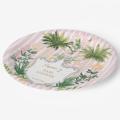 シックレトロパーム春ベビーシャワー ペーパープレート (アングル)