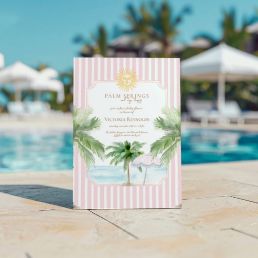 シックレトロパーム春ベビーシャワー 招待状