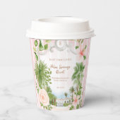 シックレトロパーム春 | 赤ちゃんシャワー 紙コップ (裏面)