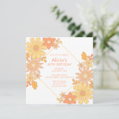 シックレトロヒッパイオレンジピーチフローラ60th誕生日 招待状 (スタンド正面)