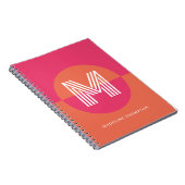 シックレトロピンクオレンジジオメトリックモダンモノグラム ノートブック (右側)
