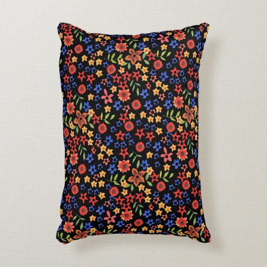 シックレトロフローラカスタムプリントアクセント枕 アクセントクッション (正面(垂直))