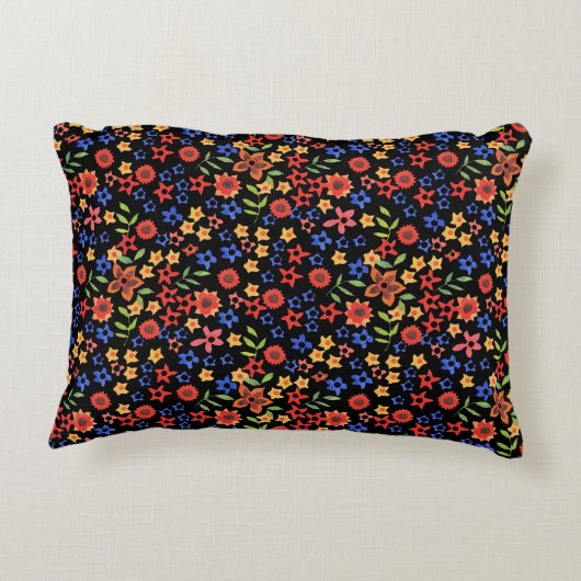 シックレトロフローラカスタムプリントアクセント枕 アクセントクッション (裏面)
