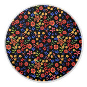 シックレトロフローラプリントカスタムドロワーノブ セラミックノブ (正面)