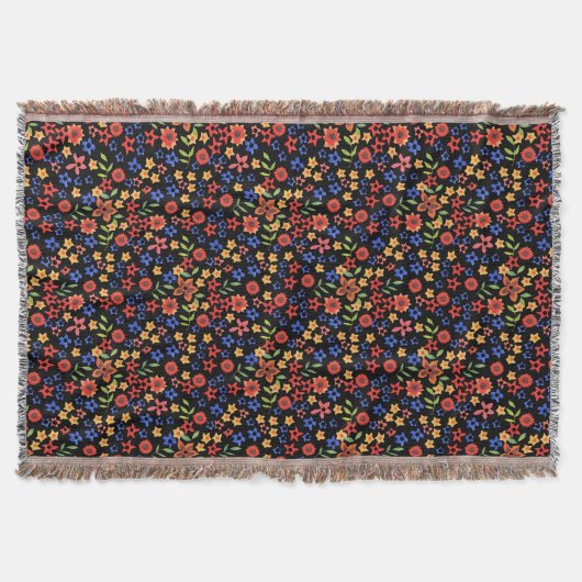 シックレトロフローラプリントカスタムブランケット スローブランケット (正面)