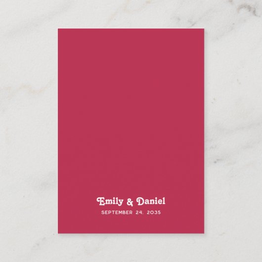 シックレトロブライトホットピンク結婚ズありがとう プレイスカード (裏面)