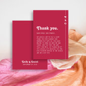 シックレトロブライトホットピンク結婚ズありがとう プレイスカード